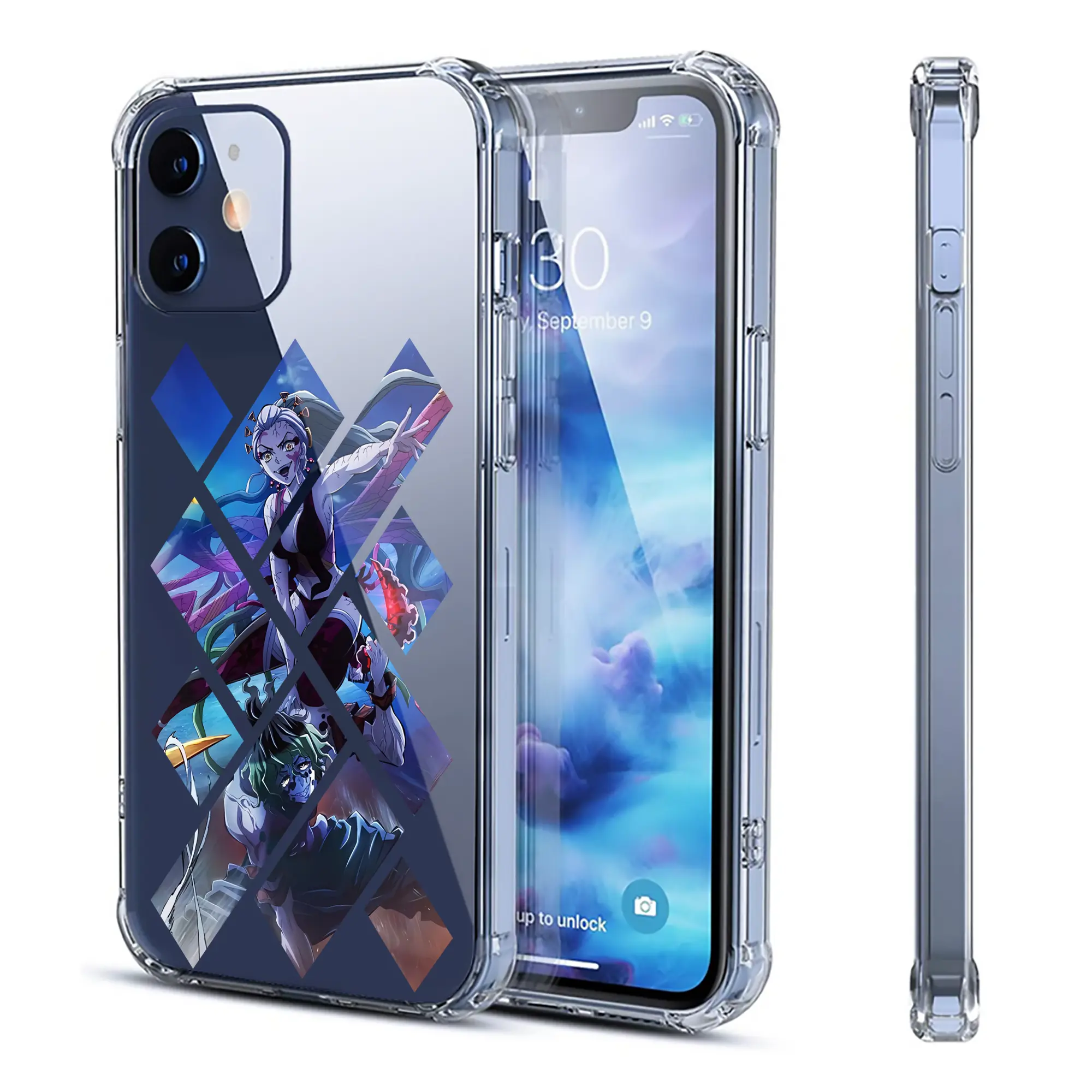 鬼滅の刃 グッズ,堕姫 - IPhone 12シリーズ対応 ・ 透明スマホケース ・ クリアソフトケース ・ TPU素材 ・ 耐衝撃 ・ 高密着 ・ 防汚 防指紋 ・ 簡単着脱